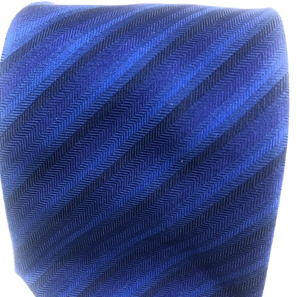 THOMAS PINK Vintage Tie Made in Morocco 100% Silk Blue Striped - Picture 8 of 8